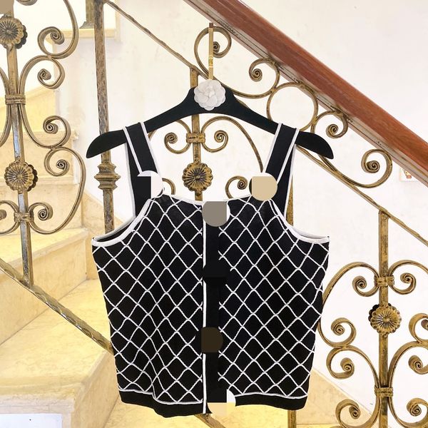 

702 2022 milan runway summer brand same style sweater sleeveless crew neck pink pullover womens qian, White;black