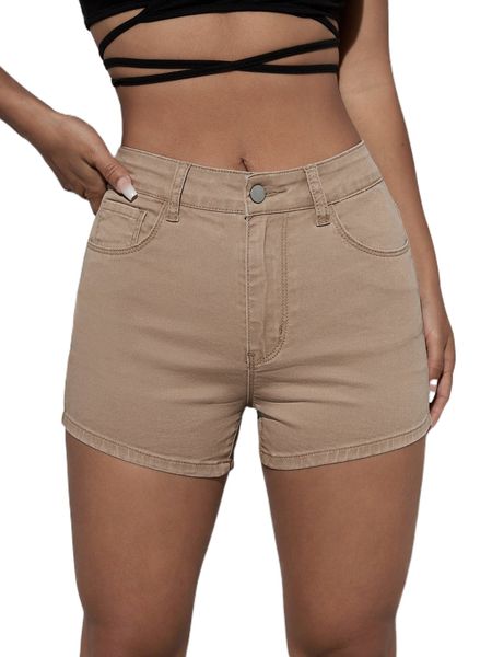 

solid skinny denim shorts l7fz#, White;black