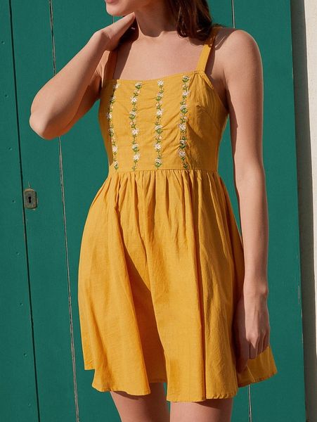 

floral embroidery zip back cami dress e62c#, Black;gray