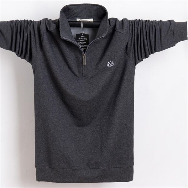 

oversized 5xl 6xl men polo shirt pure cotton men business casual male polo shirt autumn long sleeve stand collar polo shirt 220402, White;black