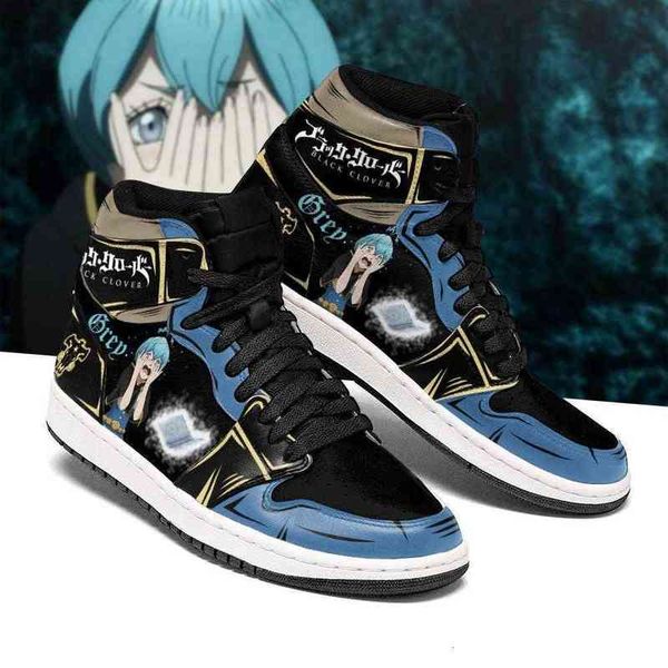 

black bull grey sneakers clover anime shoes