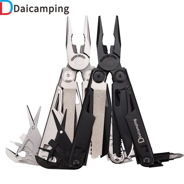 Daicamping DL12 18 In 1 Multifunktionale 7CR17MOV Klappmesser Werkzeuge Multitools Kabel Crimper Stripper Camping Ausrüstung Multi Zangen 220428