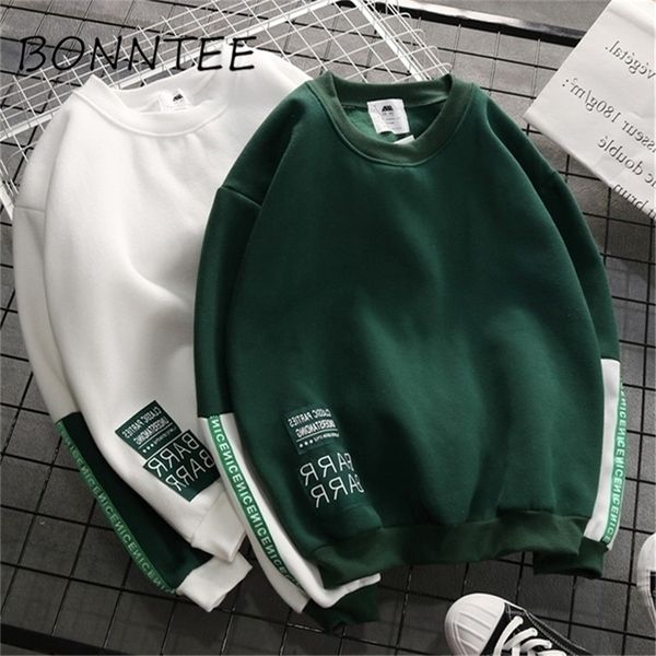 

hoodies plus velvet thicker women patchwork korean style letter printed loose long sleeve lovely womens chic harajuku pullover y200915, Black