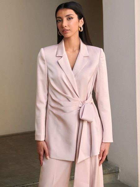 

motf premium structured belted blazer 65hy#, White