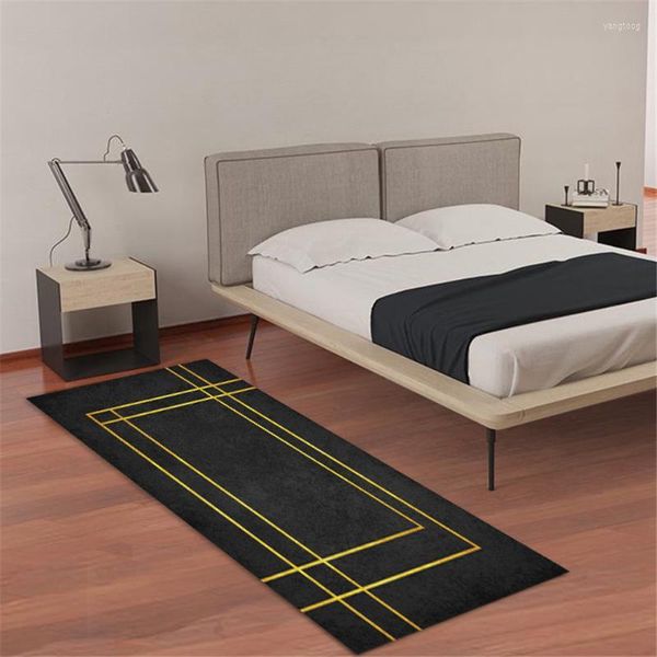 Tapetes de tapete de cozinha preta no chão minimalista tapete de cabeceira abstrata linhas geométricas corredas rugcarpets