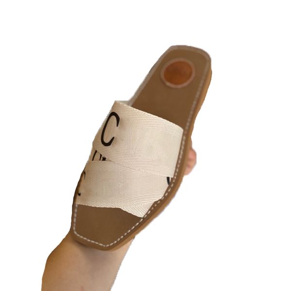

woody sliders sandals famous designer women slipper classic letter canvas beach flat mule sandal for woman sliders summer shoes black white