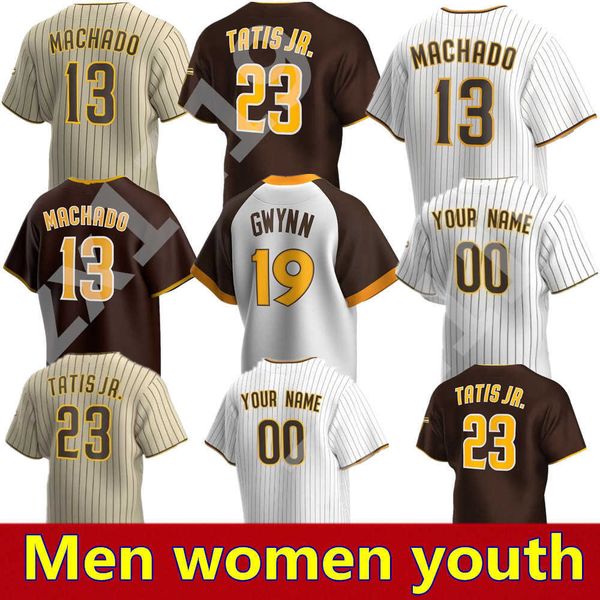

men women youth kids padres 23 fernando tatis jr. jersey 13 manny machado 9 jake cronenworth 19 tony gwynn dinelson lamet baseball, Black