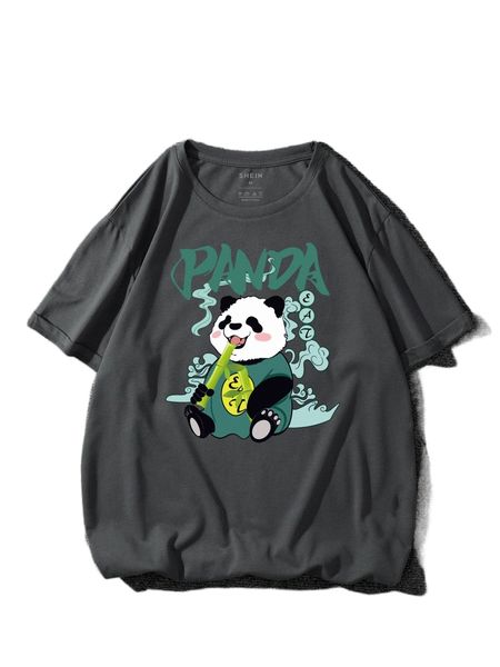 

men panda and letter graphic tee j3qy#, White;black