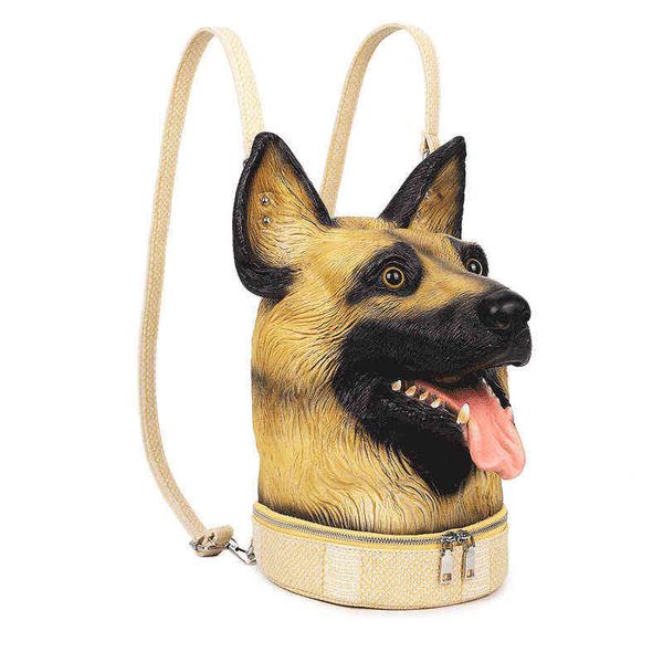 

hbp 3d lady dog head backpack animal pu bag men's and women's multifunctional bag generation 220805