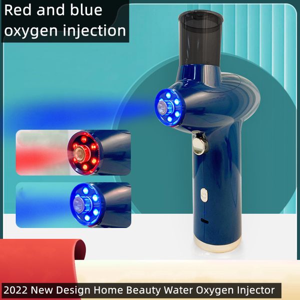 

2022 steamer cool skin handy red blue light oxygen injection facial humidifier hydrating oxygen meter water nano mist sprayer