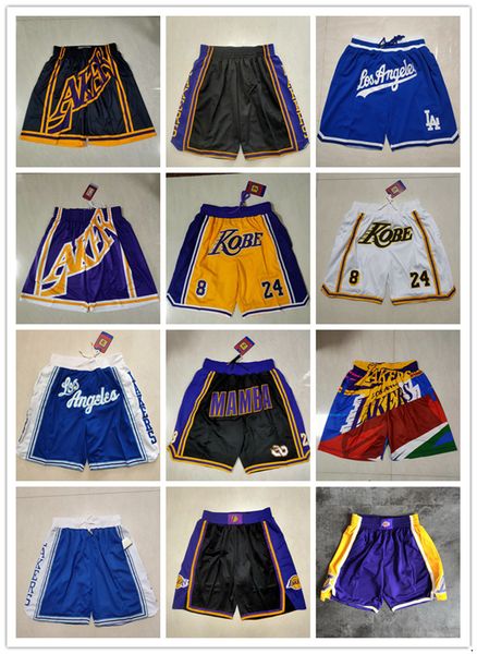 

los angeles''lakers''men throwback basketball shorts pocket purple yellow blue, Black