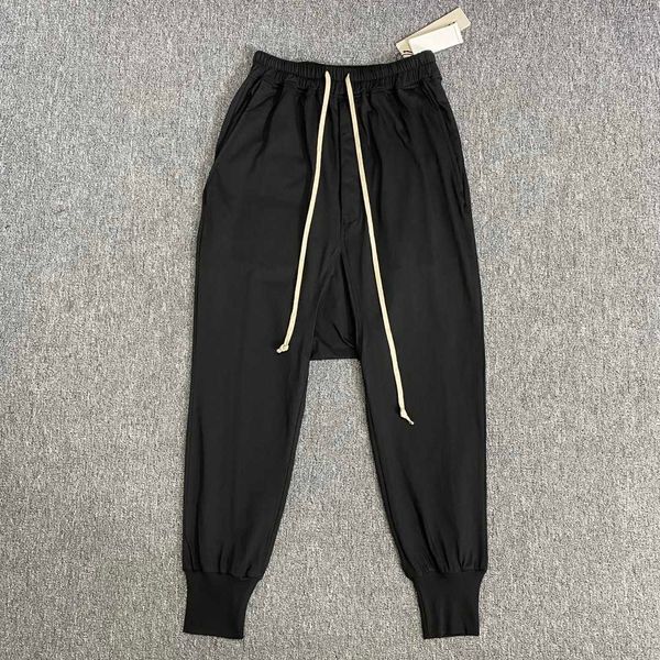 

men's pants ro thin harlan men's elastic waistline cotton breathable leisure sports legging pants for men and women the same chine, Black