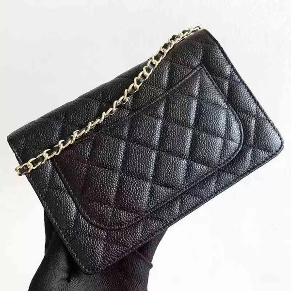 Top Quality Mulheres Designer Carteira Clássica Na Cadeia Caviar Woc Bag Grained Brilhante Bezerro Crossbody Bolsas Bolsa De Ombro 33814 Flap 275g