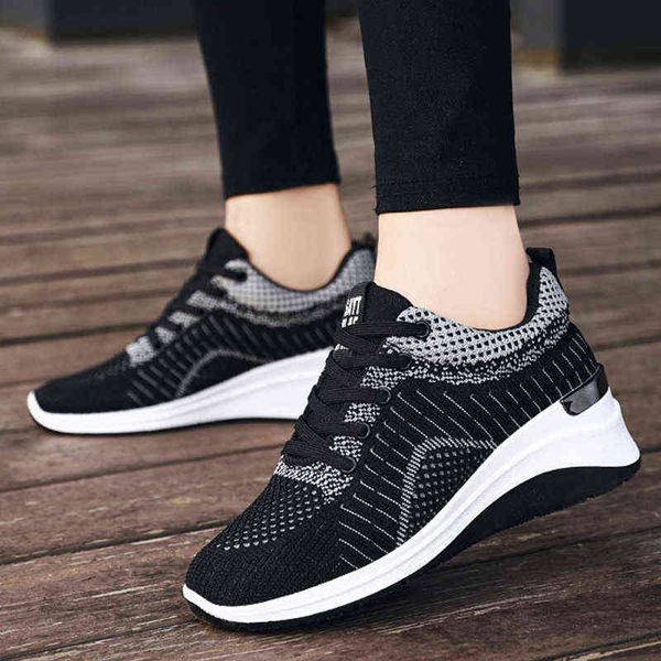 

women 2022 sneakers lace up shoes for women comfortable women casual shoes plus size breathable tenis feminino female footwear y220526, Black