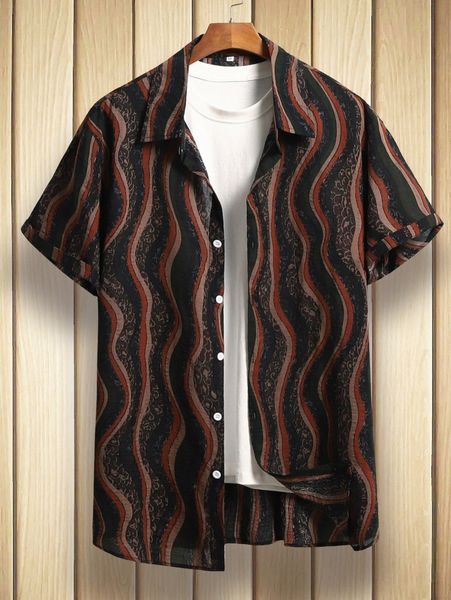 

men wave striped print shirt without tee z7oq#, White;black