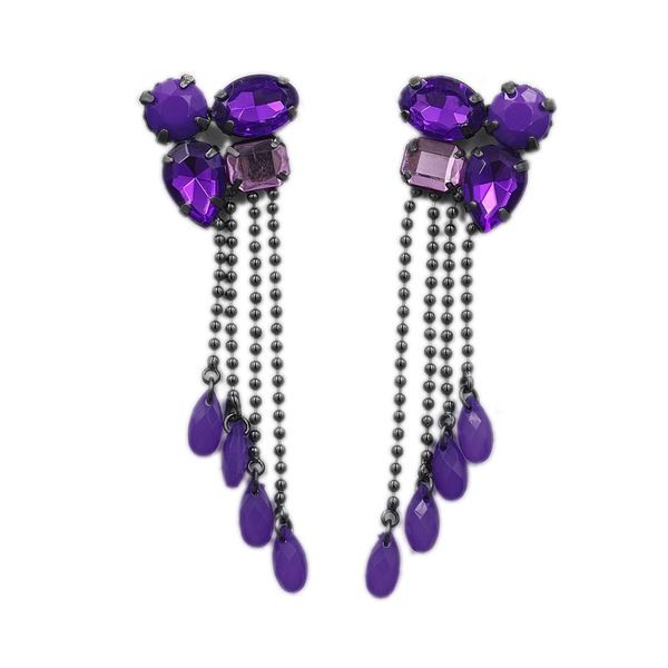 

purple fashion gemstone earrings stud earrings, Golden;silver
