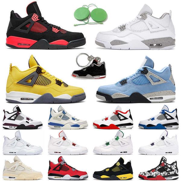 

4 retro basketball shoe 4s university blue taupe haze white cement sail back cat mens trainer outdoor sports sneakers, Black