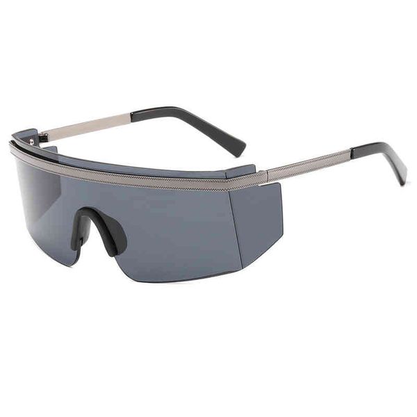 

men's ladies brand sunglasses wholesale fashion one piece thick edge wind personalized women's one-piece metal, White;black