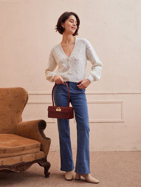 

motf premium wool mix pom pom cardigan a1hs#, White;black