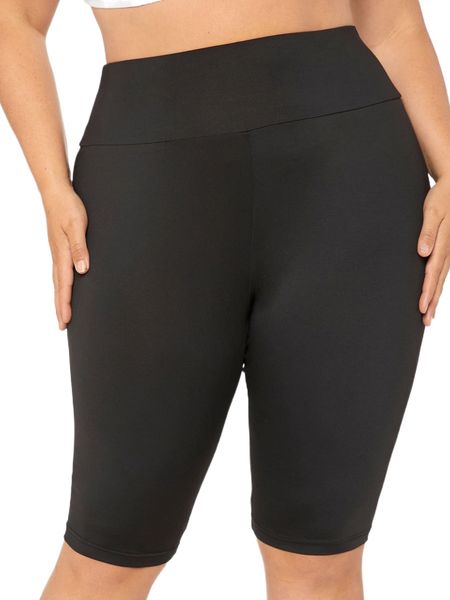 

evolu plus wide waistband biker shorts 84qi#, Black