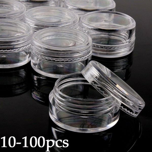 10-100 pcs 3g vazio plástico maquiagem cosméticos frascos frascos transparentes frascos de amostra de sombra rosto creme de rosto bálsamo recipiente cx220413