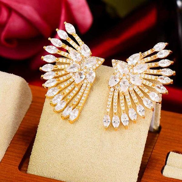 

trendy fireworks stud earring for women wedding party engagement cubic zirconia dressing up jewelry addiction, Golden;silver