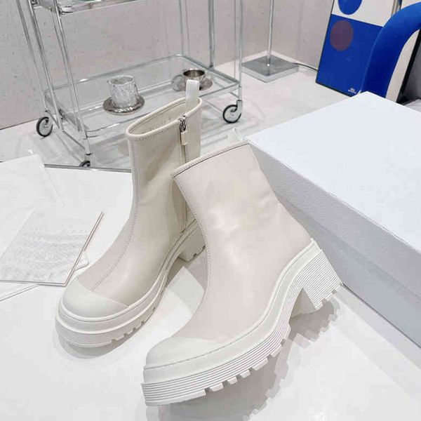 

women winter imported leather ankle boots black white supple calfskin round side zipper round toe eva sole boots large size high level boots