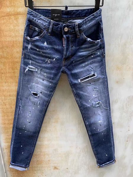 

designer mens distressed ripped biker jeans us size 44~54 slim fit motorcycle biker denim for men hip hop mensjeans, Blue