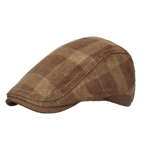 Berretti Primavera Autunno Berretto con visiera Uomo Donna Vintage Plaid Velluto a coste Gatsby Cappello piatto Ivy Visiera regolabile NZ188Berets