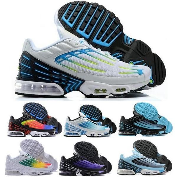 

tn plus 3 men women running shoes tuned cushion laser blue neon triple white tns iii chaussures 2022 wan woman trainers sneakers size 46