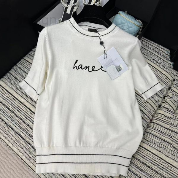 

women's knits & tees designer creative letter short sleeve sweater women's 2022 summer new youth versatile popular banded 0iex, White