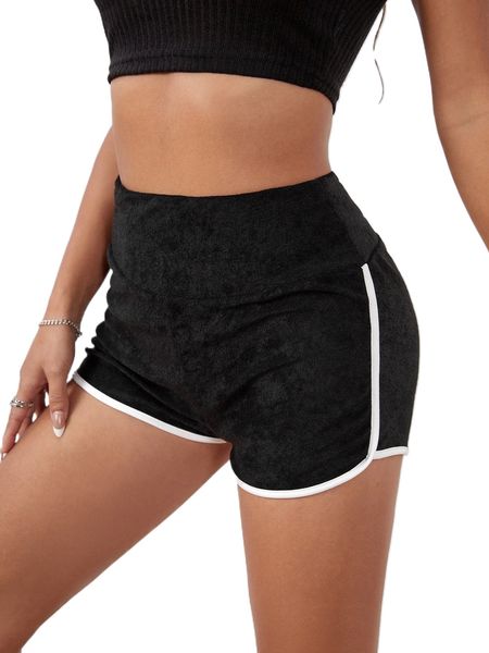 

wide waistband contrast binding shorts b4ix#, White;black