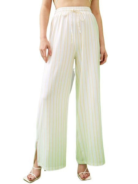 

x rocio striped print split hem pants u2pm#, Black;white
