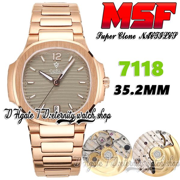 

msf 7118-1r-010 cal.324sc ms324 ultra thin automatic ladies watch 35.2m champagne gold texture dial rose gold stainless bracelet super versi, Slivery;brown