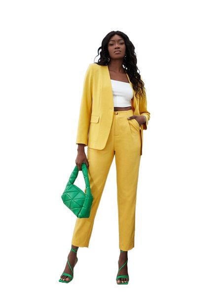 

button detail high waist pants k4pg#, Black;white