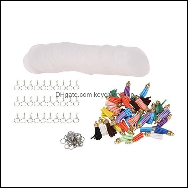 

keychains fashion accessories 152pcs of acrylic keychain blanks set 38pcs vinyl tassels key ring jump ringkeychains drop delivery 2021 bgl4r, Silver