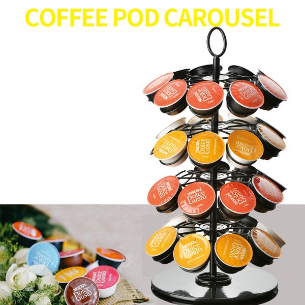 360-GREES CAFELE POD CAROUSEL Compatível com K-Cups 36 Rack de Spins de armazenamento para o escritório da cozinha de escritório em casa 220509