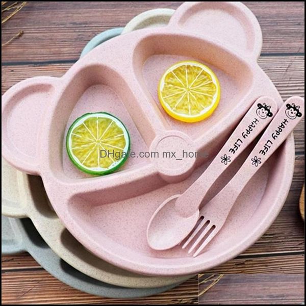 

cups dishes utensils 1pack baby bamboo tableware bowlandspoon and fork feeding food cartoon panda kids mxhome dhbiq