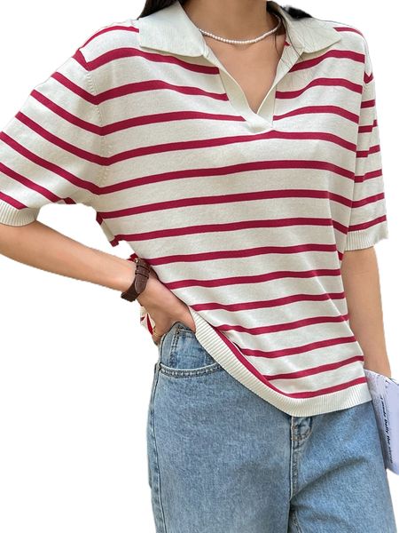 

dazy striped drop shoulder knit u05q#, White;black