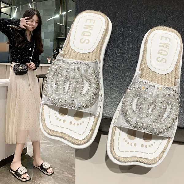 

thick bottom rhinestone slippers summer fairy wind versatile comfortable soft bottom personality leisure beautiful beach sandals, Black