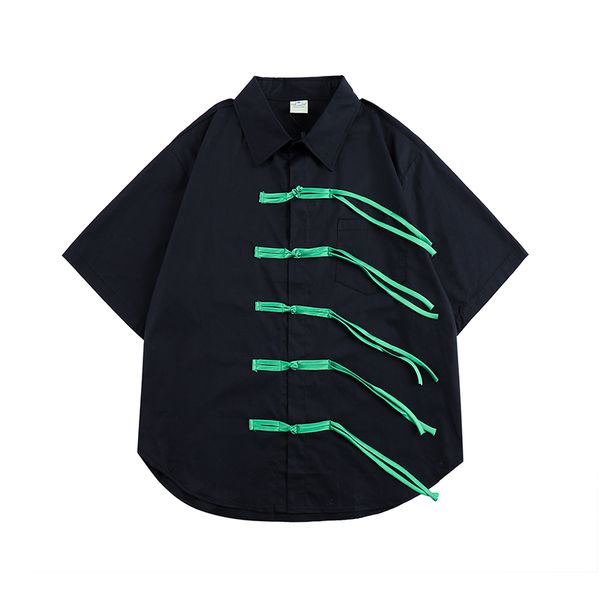 

short sleeve summer shirts white black lapel oversize casual loose hawaii shirt