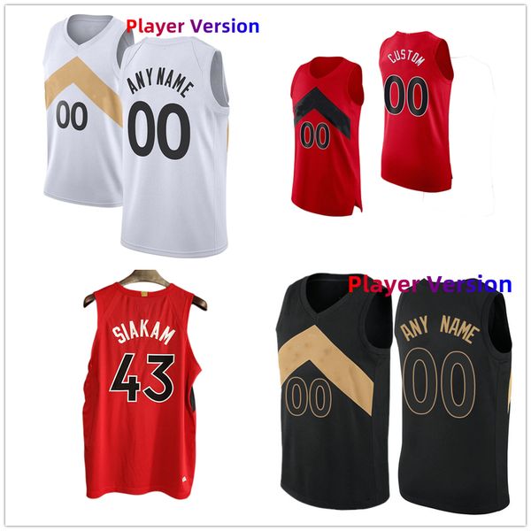 Versione autentica del giocatore cucita Maglie da basket personalizzate 43 Pascal 23 Fred Siakam VanVleet 3 OG 4 Scottie Anunoby Barnes 33 Gary Trent Jr. 24 Khem Birch 5 Achiuwa