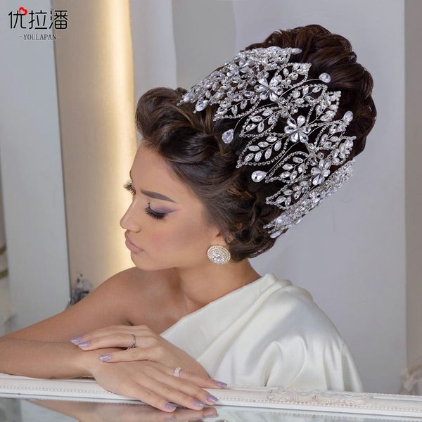 

hollow out diamond tiara baroque crystal bridal headwear crown rhinestone with wedding jewelry hair accessories bridal crowns headpieces hp4, Silver
