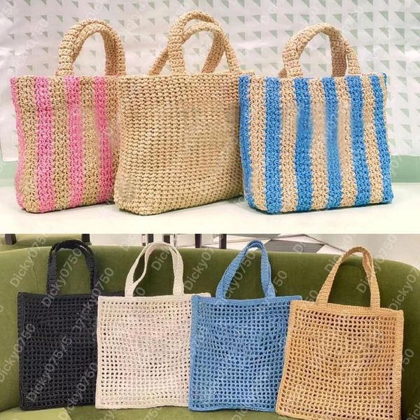 Designer-Taschen Sommer-Bettwäsche-Tasche Stroh für Frauen 2022 Luxus-Handtaschen Stricken Lady Hand Bast Mädchen Schulter Messenger Urlaub Strand Häkeln Geldbörse Tote dicky0750