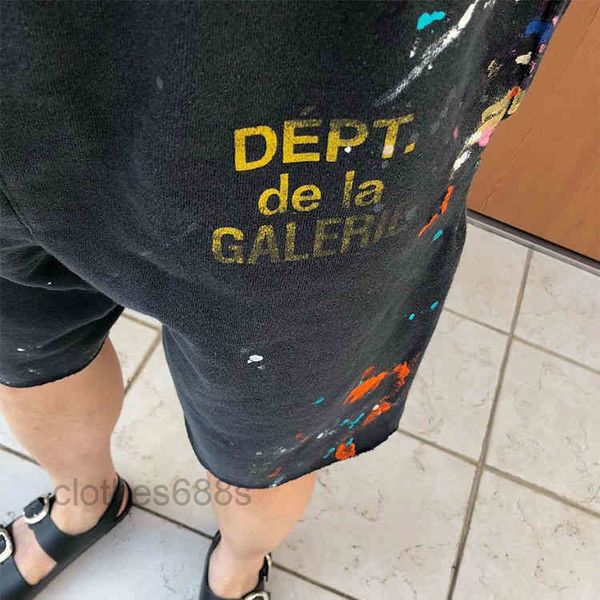 

mens shorts galleryes short deptss shorts pants designer fashion ins super fire high street vintage wash hand painted splash ink retro men&#, White;black