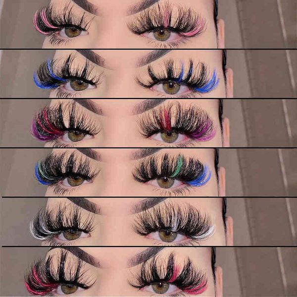 

handmade fluffy 25mm colored lashes vendor 5d thick mink lashes bulk wholesale color lashes 3d false eyelashes supplies makeup aa220316