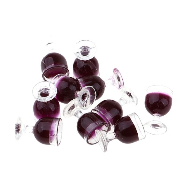 Conjunto de 10 peças Miniatura Copo Champagne Copo de vinho Dollouse Alimentos Decorações de jardim de fada da cozinha 220725