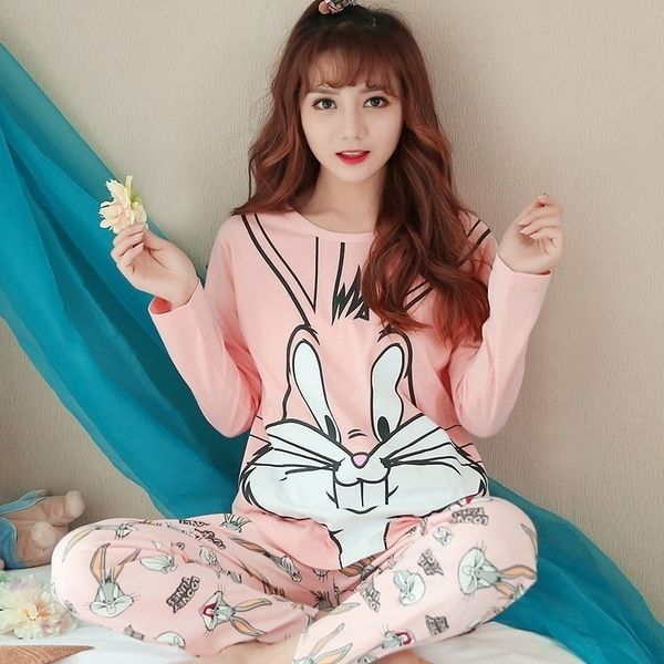 

women pajamas sets casual housewear t shirt with long trousers cotton sleepwear pijama feminino thick pijama women nightwear pjs y200425, Black;red