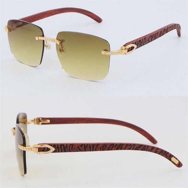 

whole rimless luxury metal mix diamond square sunglasses wooden sun glasses woman carved trimming lens decor wood c decoration339i, White;black