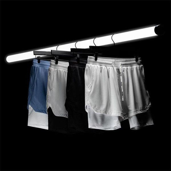 CORRETO DE CORREÇÃO 2-em 1 Gym Fitness Srody Pocket Pocket Calça curta de calça curta masculina de malha casual de dois andares respirável shortsrunning